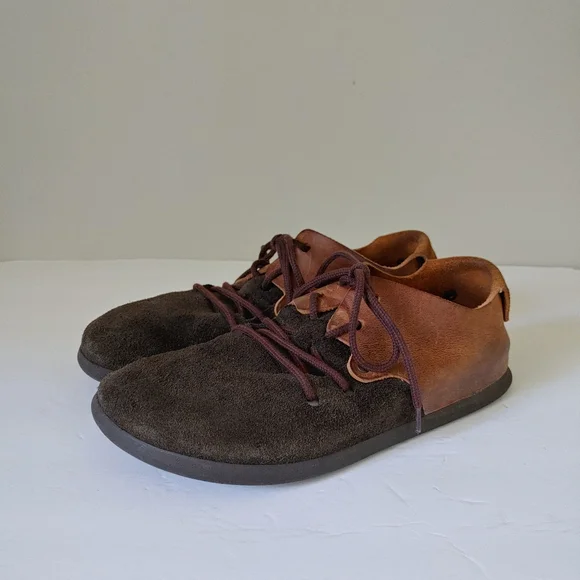 Birkenstock Montana Plus Suede Oiled Leather Shoes Size 9 9.5 Brown Two Tone - Picture 3 of 14